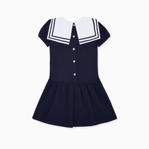 La Coqueta Navy Crisanta Girl Nautical Drop Waist Dress - Picture 3 of 10